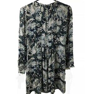 CLUB MONACO Delaynee Navy Blue Floral Silk Dress- Size 2